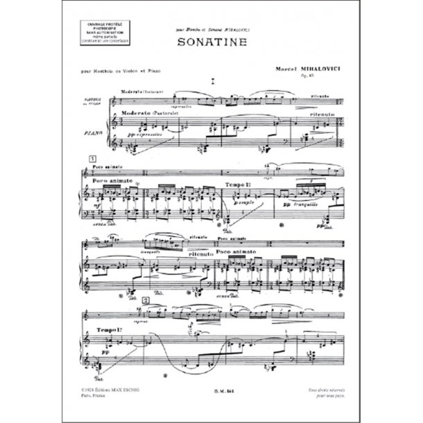 Sonatine Op 13 : Pour Hautbois (Ou Violon) & Piano